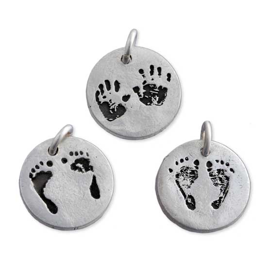 Silver Hand Print and Footprint Pendants