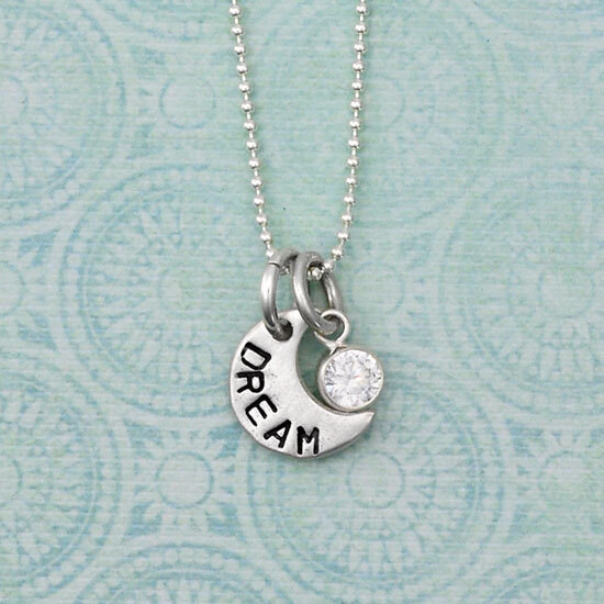 Heart On Your Wrist hand stamped April Moon Silver Necklace