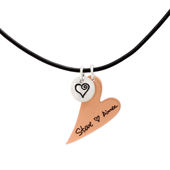 Copper Heart Handwriting Necklace