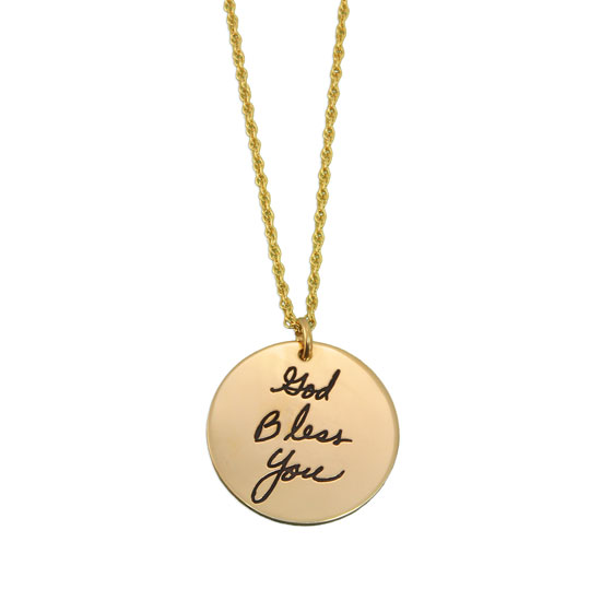 Gold Handwriting Disc Necklace