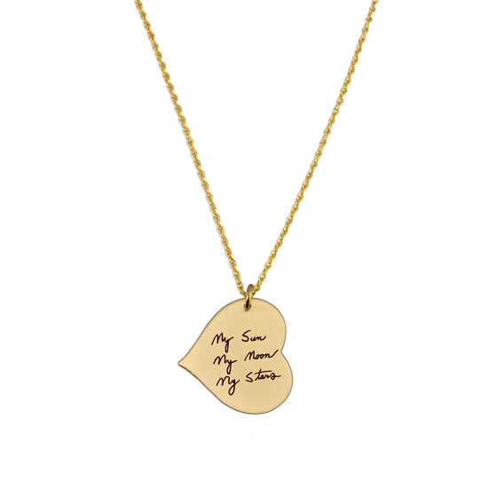 Gold Handwriting Heart Necklace