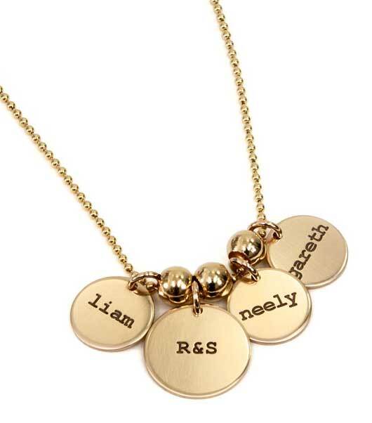 Necklace with 3 half inch gold-filled discs with gold spacer beads
