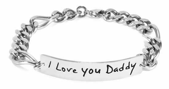 Sterling silver ID Bracelet with son's note, "I Love You Daddy"