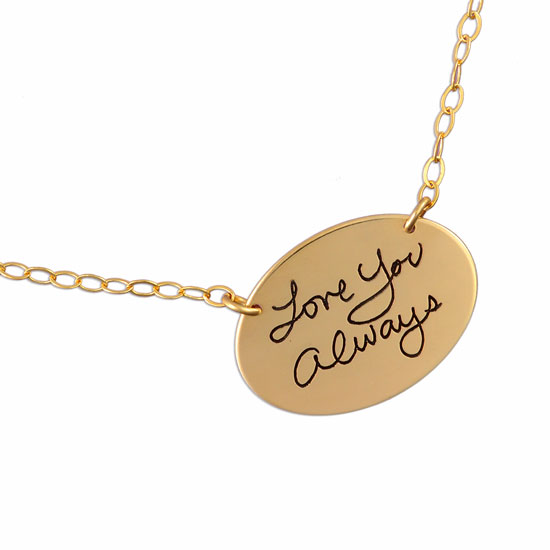 Gold Oval Handwriting Charm