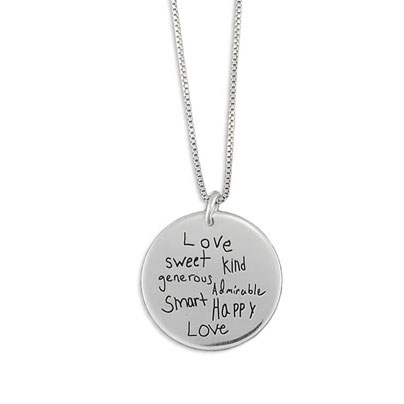 Silver Disc Handwriting Necklace