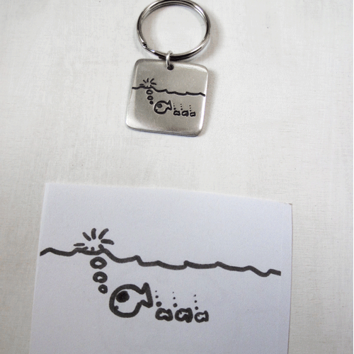 Large Square Pewter Handwriting Charm