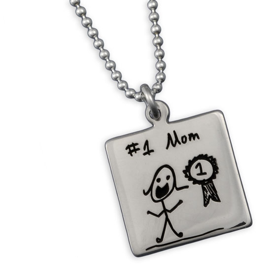 Square Handwriting Charm Necklace