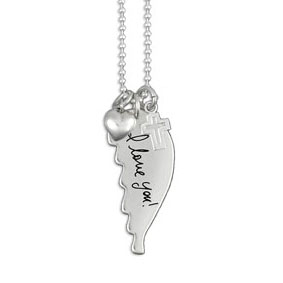 Medium Handwriting Angel Wing Necklace