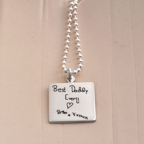 Square Handwriting Charm Necklace
