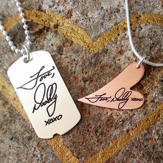 Military Tag and Copper Heart with same handwriting